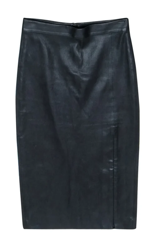 Theory - Black Lamb Leather w/ Zipper Front Slit Sz 0