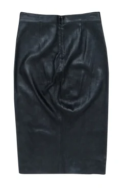 Theory - Black Lamb Leather w/ Zipper Front Slit Sz 0