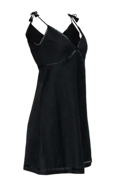 Theory - Black Linen Blend Sleeveless Lace Trim Dress Sz 0