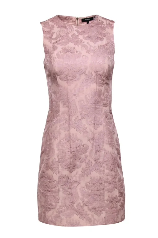 Theory - Blush Pink Floral Brocade Sleeveless Dress Sz S