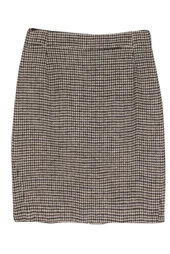Theory - Brown Wool Houndstooth Pencil Skirt Sz 8