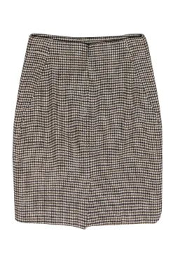 Theory - Brown Wool Houndstooth Pencil Skirt Sz 8