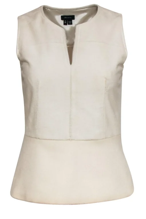 Theory - Cream Calf Fur Tank w/ Peplum Sz P