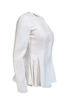 Theory - Cream Canvas Tweed Raw Edge Jacket Sz 4