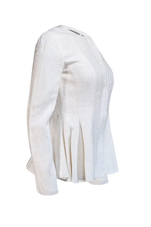 Theory - Cream Canvas Tweed Raw Edge Jacket Sz 4