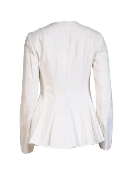 Theory - Cream Canvas Tweed Raw Edge Jacket Sz 4