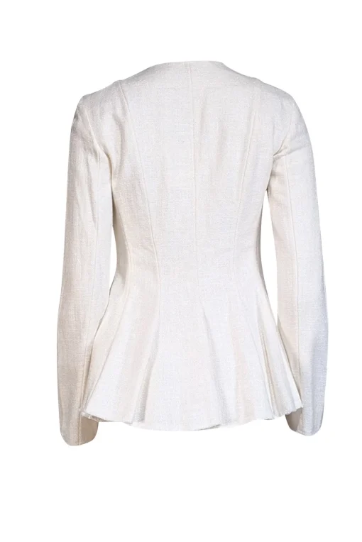 Theory - Cream Canvas Tweed Raw Edge Jacket Sz 4