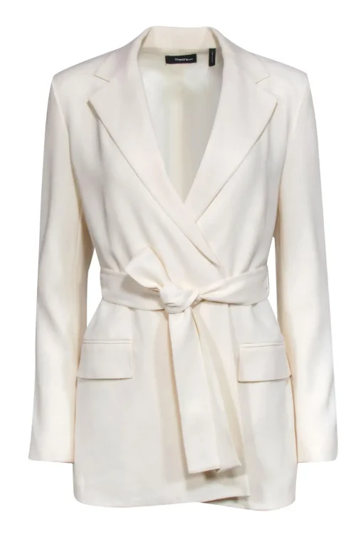 Theory - Cream Waist Tie Blazer Sz 4