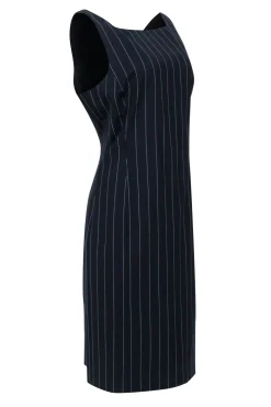 Theory - Dark Navy & White Pinstriped Wool Blend Dress Sz 16