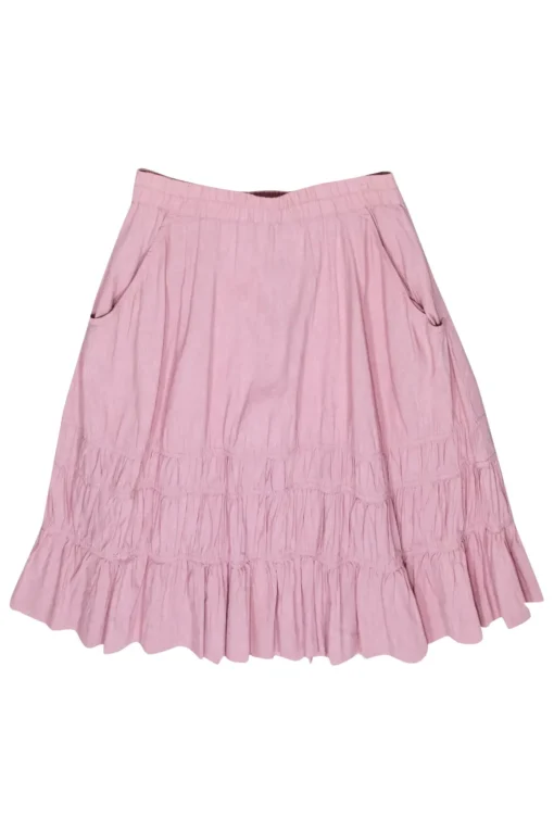 Theory - Dusty Rose Tiered Midi Skirt w/ Pockets Sz PS