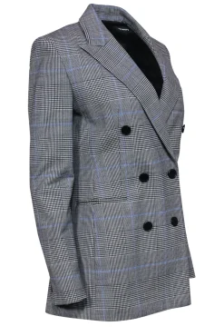Theory - Gray Glen Plaid Double Breasted Blazer Sz 6