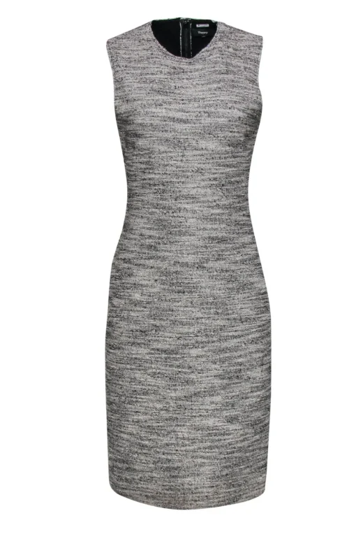 Theory - Gray Speckled Tweed Sheath Dress Sz 6