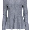 Theory - Grey Blend Zipper Front Peplum Top Sz M