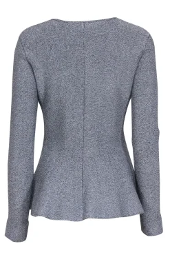Theory - Grey Blend Zipper Front Peplum Top Sz M