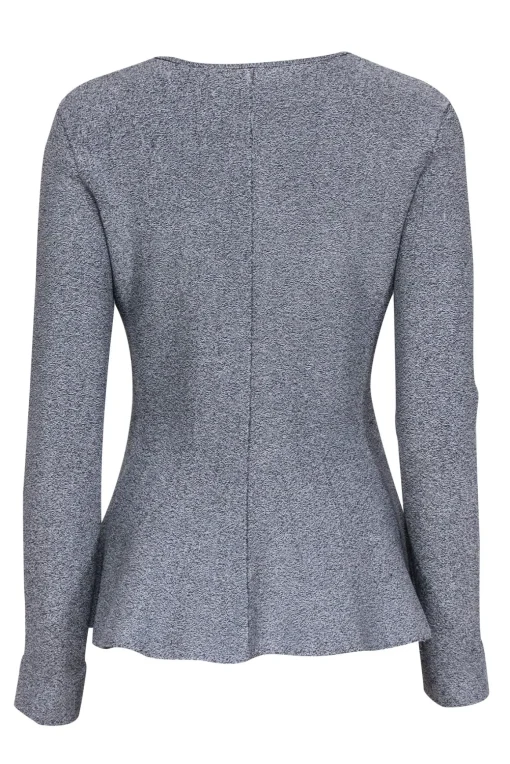 Theory - Grey Blend Zipper Front Peplum Top Sz M