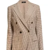 Theory - Ivory w/ Brown Grid Print Angled Blazer Sz 8