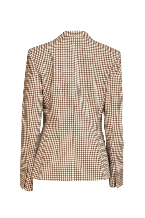 Theory - Ivory w/ Brown Grid Print Angled Blazer Sz 8