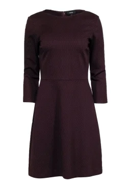 Theory - Maroon & Black Print Three Quarter Sleeve Dress Sz 8