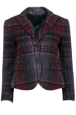 Theory - Maroon & Multi Color Plaid Blazer Sz 4