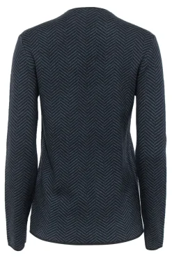 Theory - Navy & Black Chevron Print Merino Wool Cardigan Sz XS