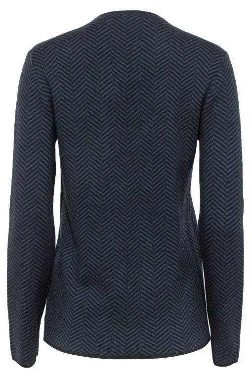 Theory - Navy & Black Chevron Print Merino Wool Cardigan Sz XS