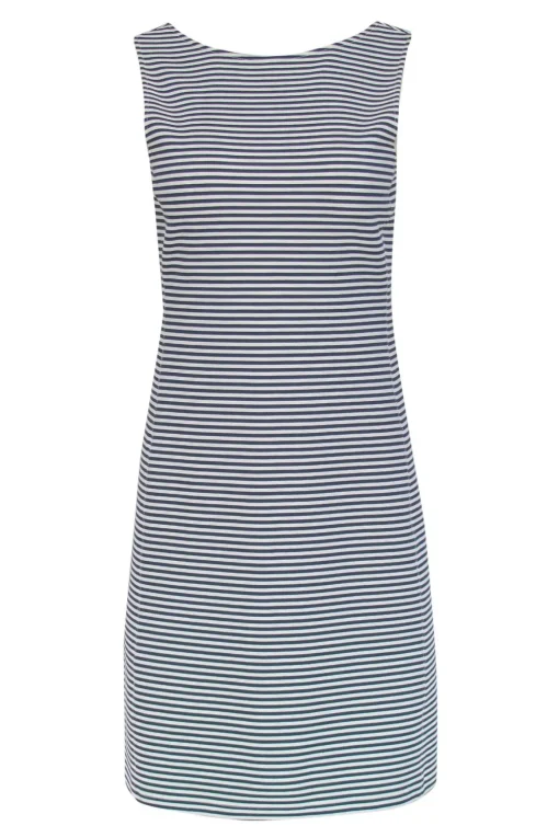 Theory - Navy & White Striped Sleeveless Shift Dress Sz S