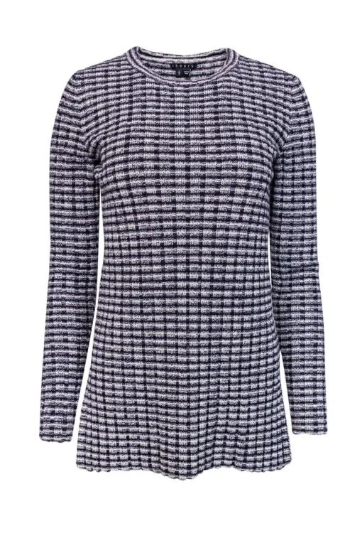 Theory - Navy & White Wool Blend Sweater Sz S
