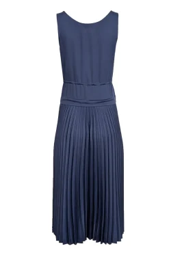 Theory - Navy Satin Pleated Midi Dress Sz P