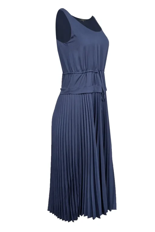 Theory - Navy Satin Pleated Midi Dress Sz P