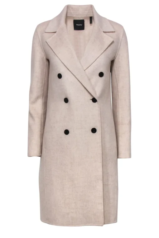 Theory - Oatmeal Wool & Cashmere Double Breasted Coat Sz P