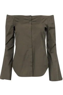 Theory - Olive Green Long Sleeves Off The Shoulder Top Sz S