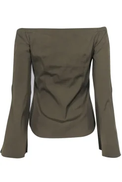 Theory - Olive Green Long Sleeves Off The Shoulder Top Sz S