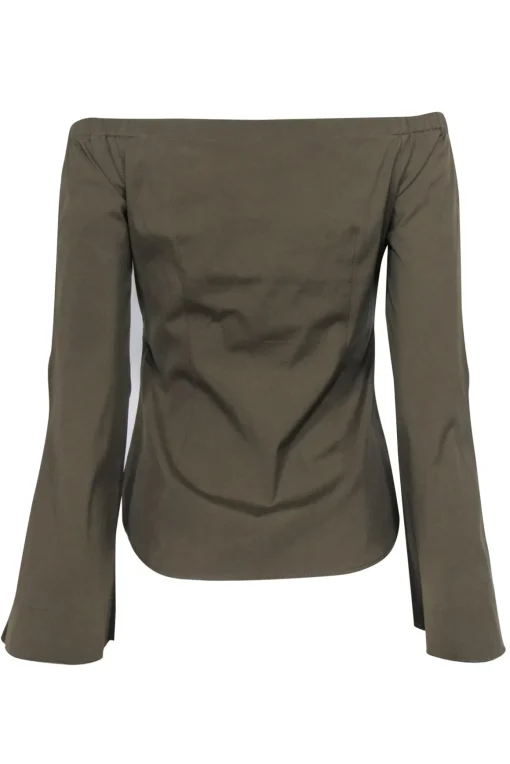 Theory - Olive Green Long Sleeves Off The Shoulder Top Sz S