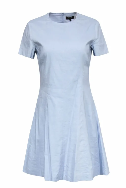 Theory - Powder Blue Fit & Flare Linen Drress Sz 4