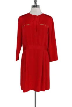Theory - Red Gold Zip Dress Sz 8