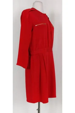 Theory - Red Gold Zip Dress Sz 8