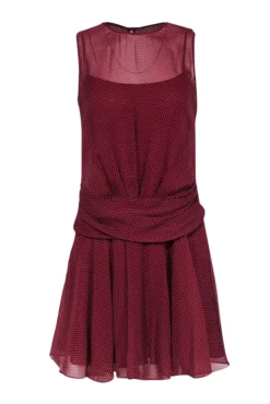 Theory - Rust Red & Black Dot Print Sleeveless Dress Sz P