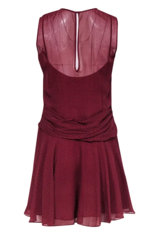 Theory - Rust Red & Black Dot Print Sleeveless Dress Sz P