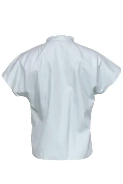 Theory - Sky Blue Cotton Short Sleeve Button-Up Blouse Sz L