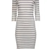 Theory - White & Black Striped Long Sleeve Knit Midi Dress Sz P