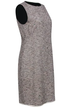 Theory - White & Multicolor Tweed Sleeveless Sheath Dress w/ Frayed Hem Sz 12