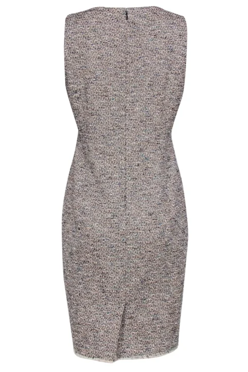 Theory - White & Multicolor Tweed Sleeveless Sheath Dress w/ Frayed Hem Sz 12