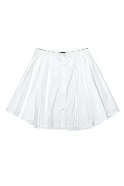 Theory - White Cotton Pleated Skirt Sz 00