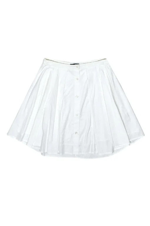 Theory - White Cotton Pleated Skirt Sz 00