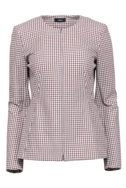 Theory - White, Tan, & Orange Plaid Zipper Front Blazer Sz 4