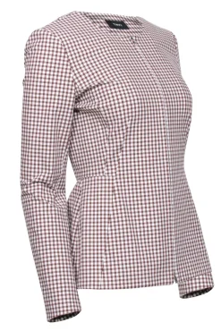 Theory - White, Tan, & Orange Plaid Zipper Front Blazer Sz 4
