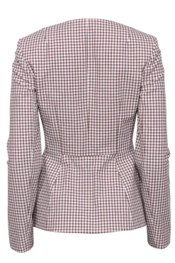 Theory - White, Tan, & Orange Plaid Zipper Front Blazer Sz 4