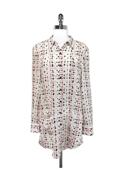 Theyskens' Theory - Abstract Print Silk Shirt Dress Sz S