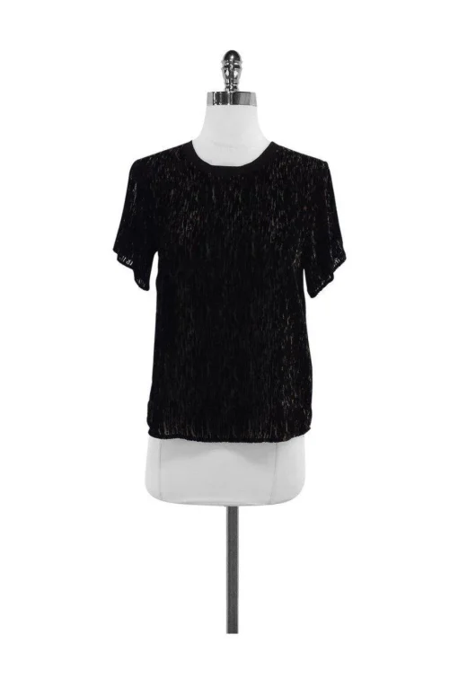 Theyskens' Theory - Black & Brown Short Sleeve Top Sz P