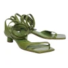 Tibi - Avocado Green Patent Leather Strappy Square Toe Heeled Sandals Sz 7.5